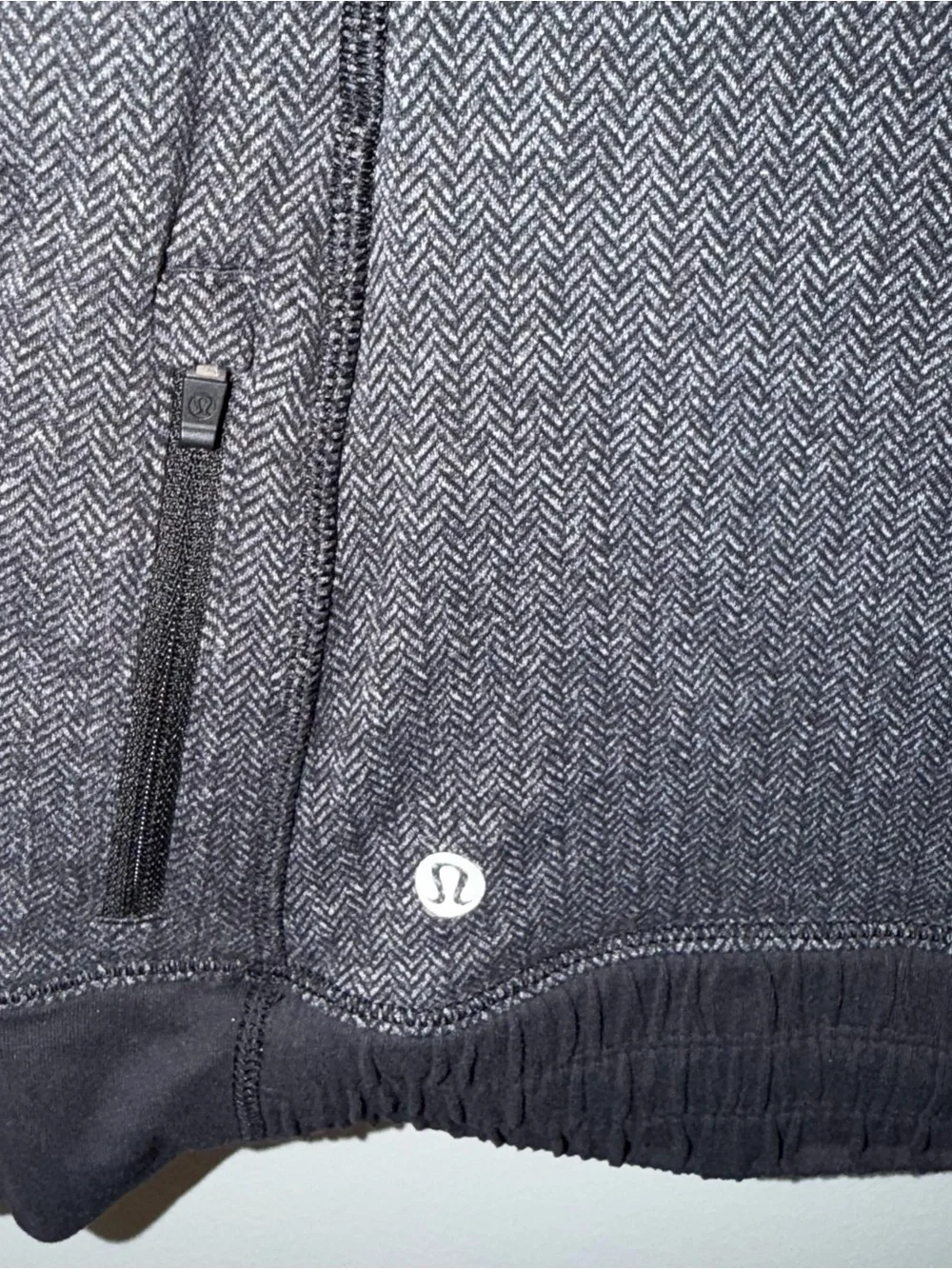 Lululemon Think Fast Pullover Hoodie Heathered Herringbone Black Gray Athletic
